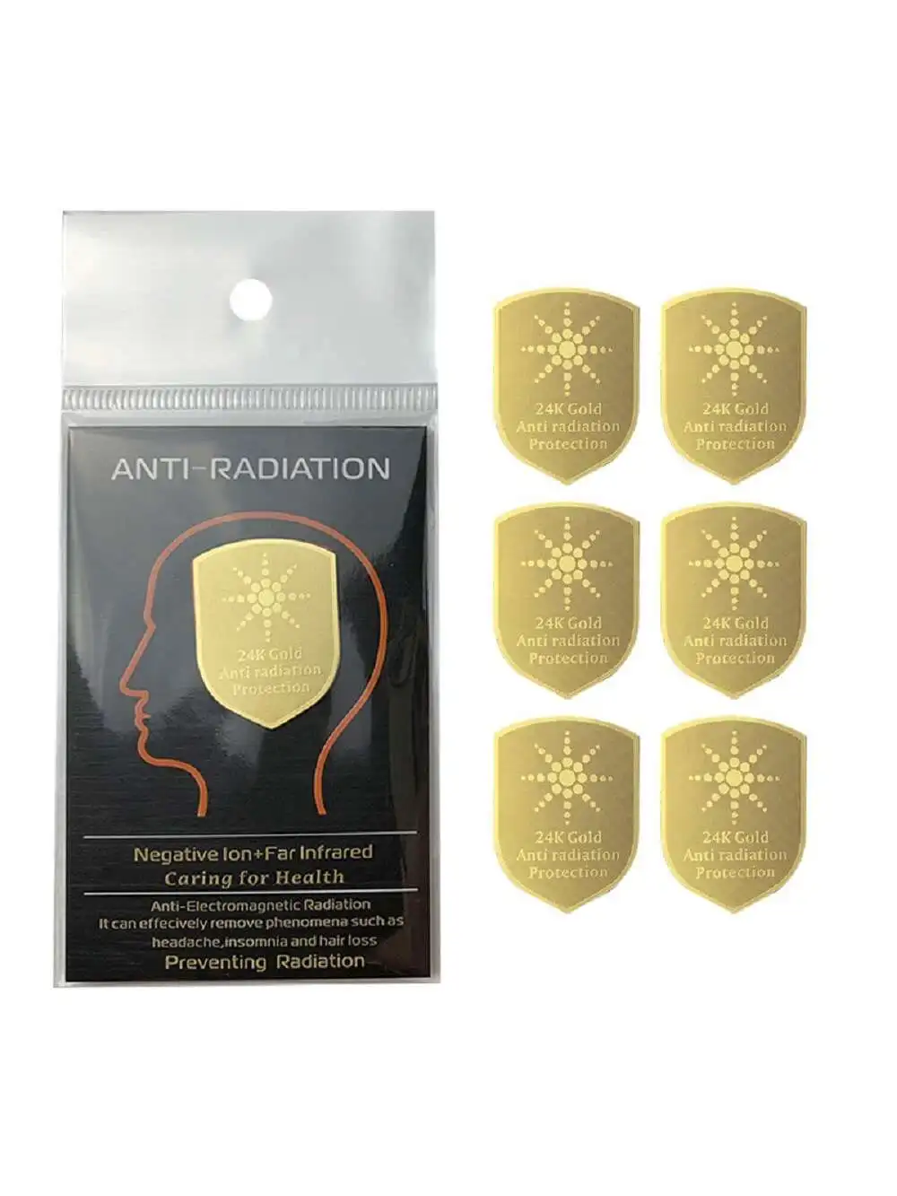 6 Pcs Shield Golden Phone Protection Sticker 99% Effective Protector for Cell & Smart Phones, Laptops, Tablets, WiFi Router, TV,