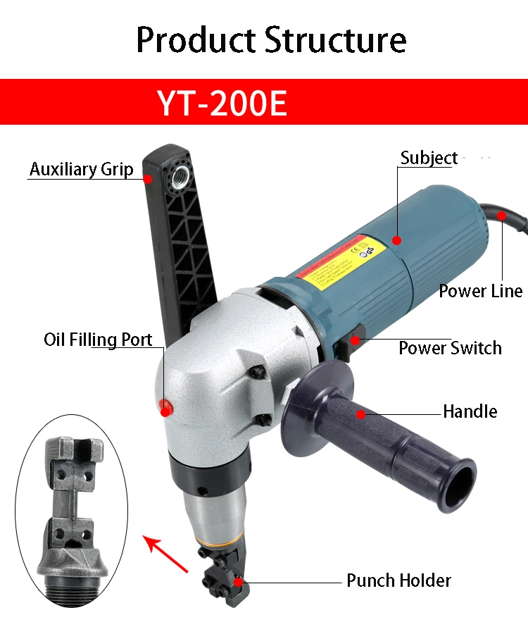 Electric Punching Machine Cutting Shear Sheet Metal Cutter Cut Stainless Steel Sheet Metal Cutter Electric Punching YT-200E