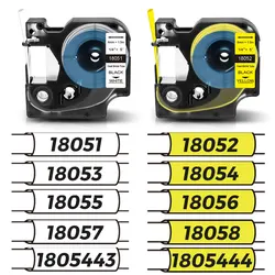 Tubos termorretráctiles industriales DYMO, 6/9/12/19/24mm, 18051, 18052, 18053, 18054, 18055, 18056, Compatible con impresora de etiquetas Rhino 5200