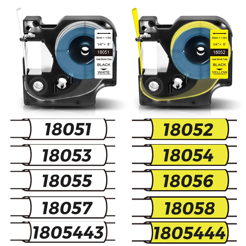 Imagem -02 - Tubo do Psiquiatra do Calor Compatível Dymo Fita Etiqueta Industrial Apto para Dymo Rhino 4200 5200 6000 Máquina Fabricante de Etiquetas 10pk 12 mm 18055