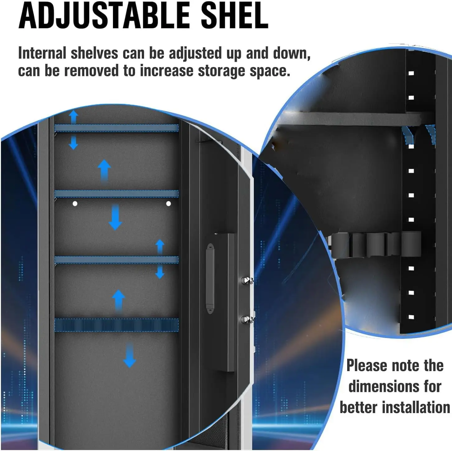 53" Wall Gun Safe Between the Studs, Hidden Flush Wall Safe with Adjustable Shelves,Assembled Rifle Gun Safe for Storage Firearm