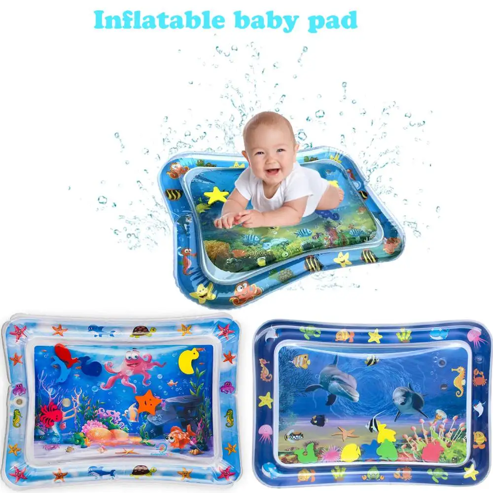 1pc Ocean Pattern Inflatable PVC Playing Mat Baby Play Water Mat Toddler Pad Kids Early Education Activity Toys Mat Cushion Gift