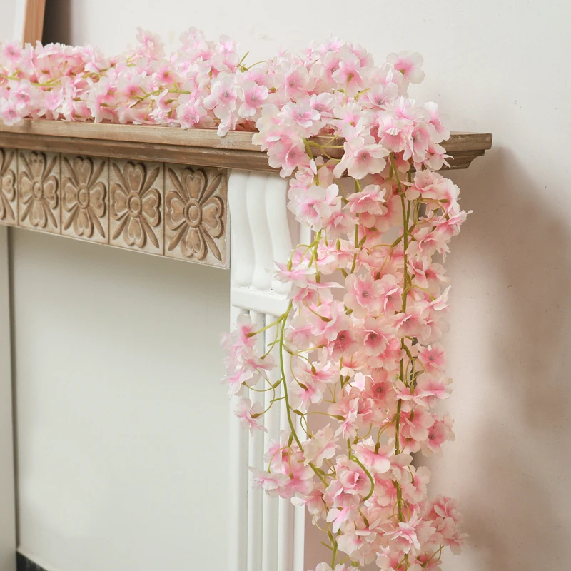 Kahaul180cm Cherry Blossom Vine Artificial Flower Wedding Arch Decor Home Table Centerpieces Fake Silk Bridal Decoration Garland