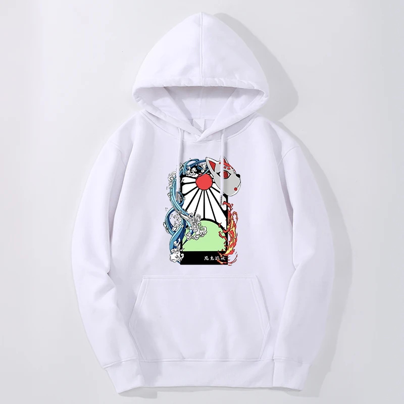 Masculino Demônio Assassino Anime Hoodies, Tanjirou Japão Cartoon Manga Camisolas gráficas, Casual Gola Redonda, Hip Hop Streetwear, Moletom