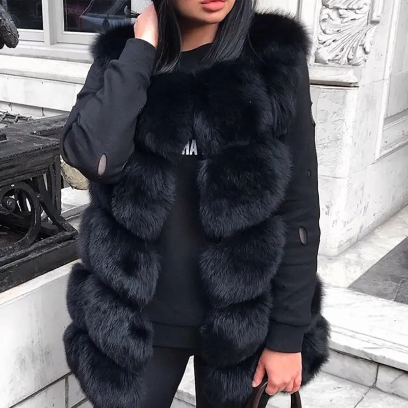 Winter New Women's Natural Fox Fur Coat Brown Vest Square Pattern Handcrafted High Quality Products Sleeveless Real Fox Fur 2023