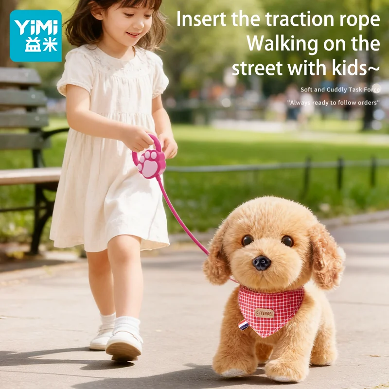 Yimi falando brinquedo de pelúcia Golden Retriever repete o que você diz, ladrões e anda – filhote de cachorro de pelúcia interativo eletrônico para crianças
