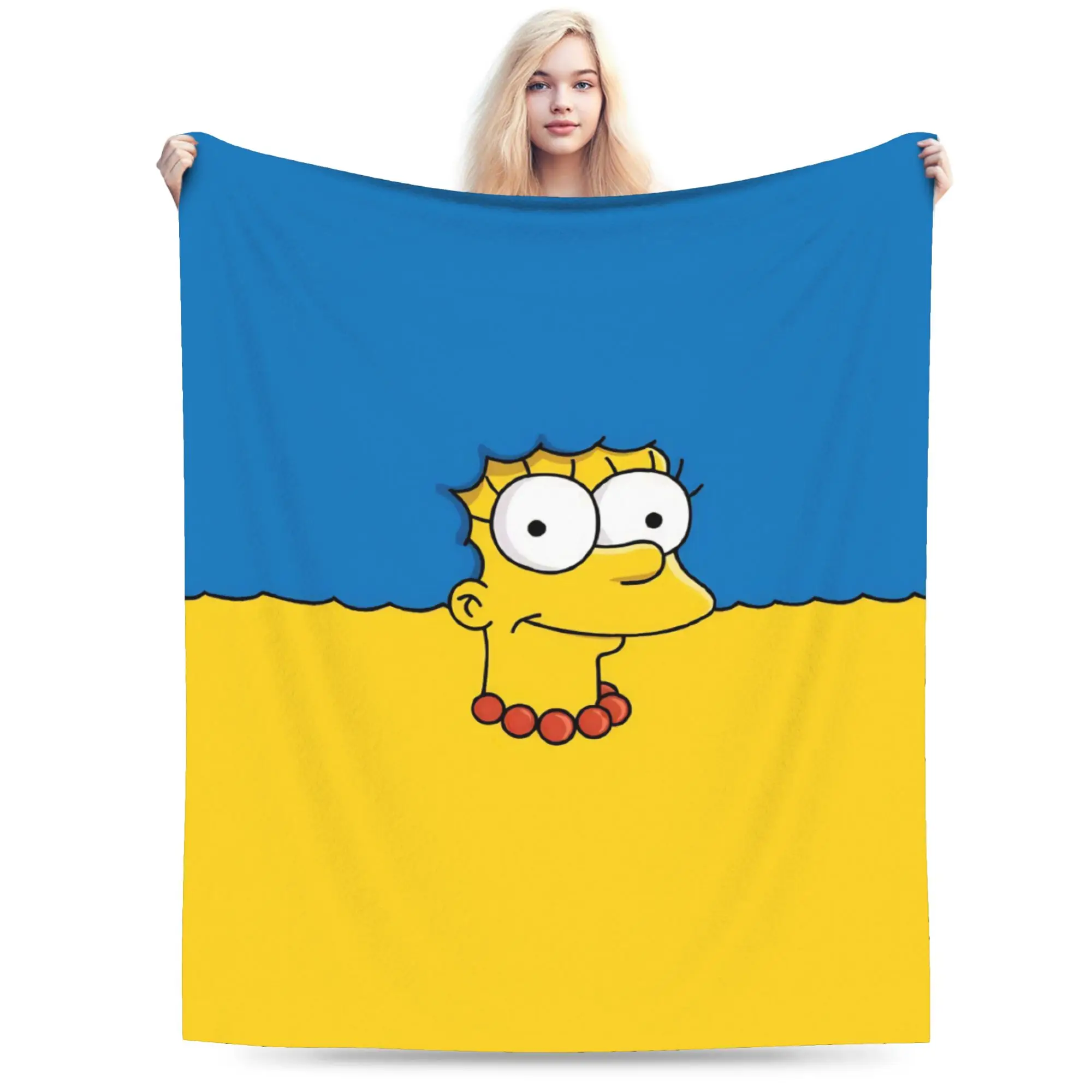 S-Simpson Blanket Fleece Spring/Autumn  Multi-function Super Soft Throw Blankets for Home Couch Rug Piece