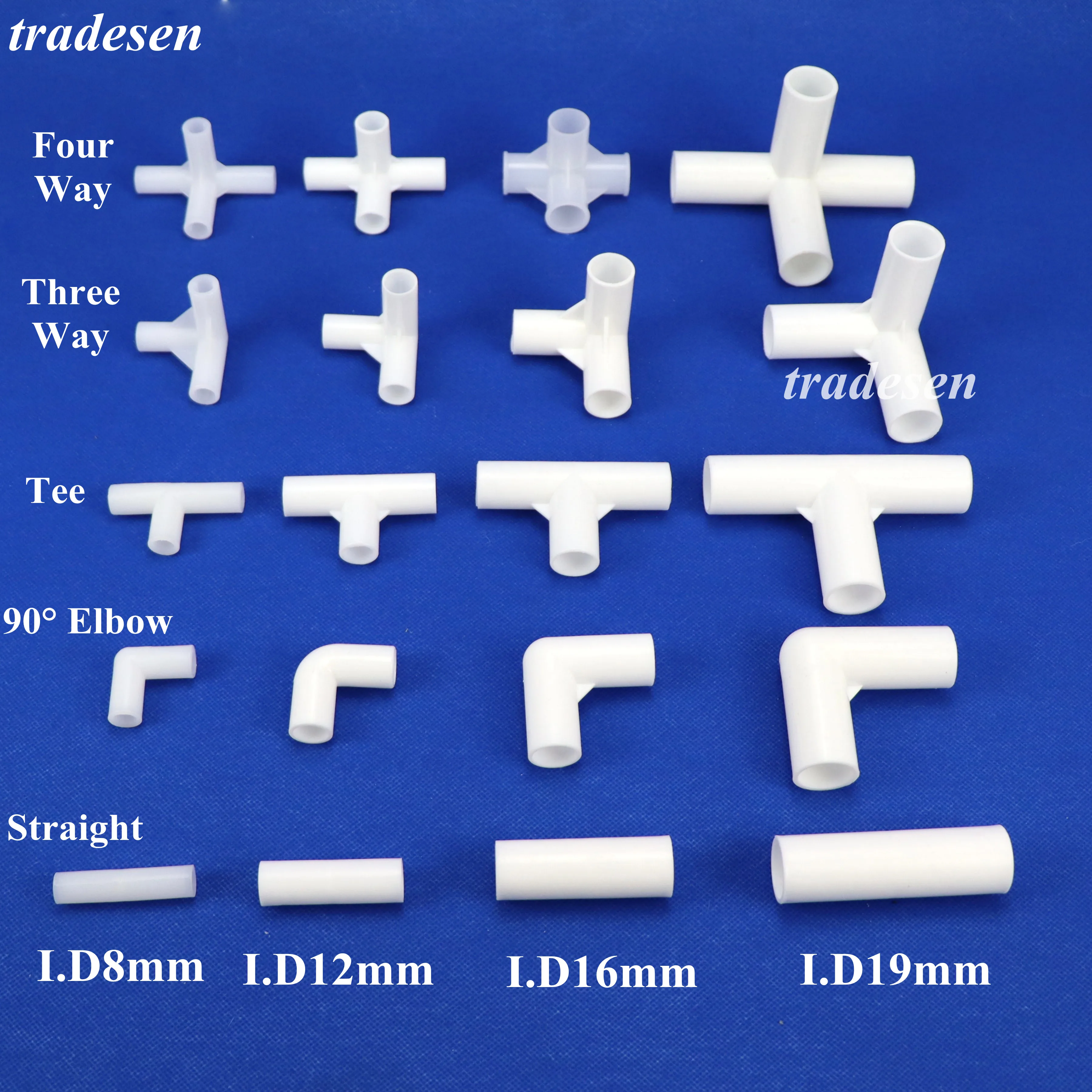 1-10Pcs Plastic Inner Diameter 12mm ABS Elbow Tee Connector Four Five Way Joint Pipe Adapter Wardrobe Fittings Shelf DIY