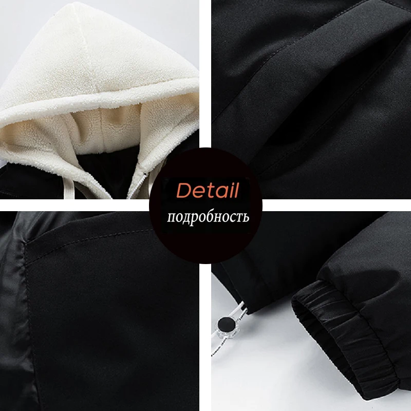 Winter Men Hooded Casual Sherpa Jackets Coats Man Thick Outdoor Parkas Male Streetwear Bomber Jackets Man Fleece Puffer Overcoat
