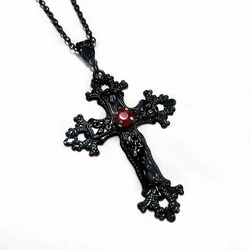 Gothic Death Cross Necklace Victoria Large Black Cross Pendant Pagan Witchcraft Jewelry Fashion Charm Manifesto Women's Gift