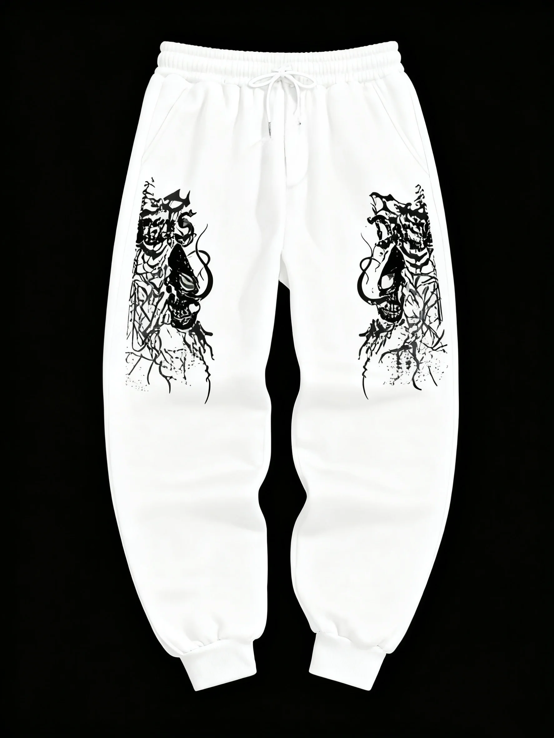 

Dark Thorn Skeleton High Street 3D Print Sweatpants, Personalized Graffiti Joggers, Streetwear Casual Sports Pants