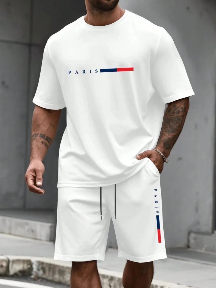 Men's Tracksuit 2 Piece ​O-neck Short Sleeve Shirt Shorts Set Men's Running Suit Plus Size T shirts Man Clothing Summer T-shirt view 2