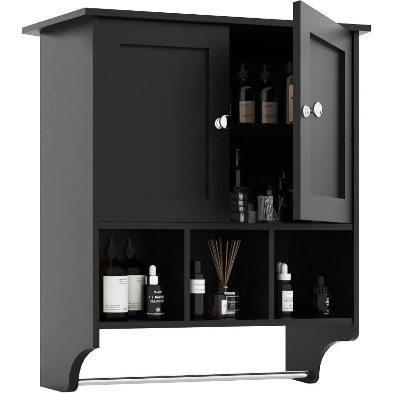 

Medicine Cabinets, Space Saving Wall Cabinet with 2 Doors and Adjustable Towel Rack Shelves, Storage Cabinet for Toilet