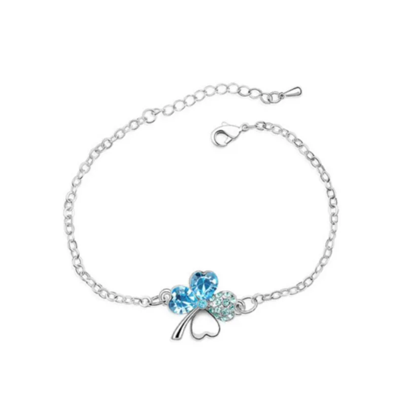 Crystal Clover 4 leaf leaves Link bracelet Bangle fashion jewelry charm lover girl gift dropshipping office quality birthday wed