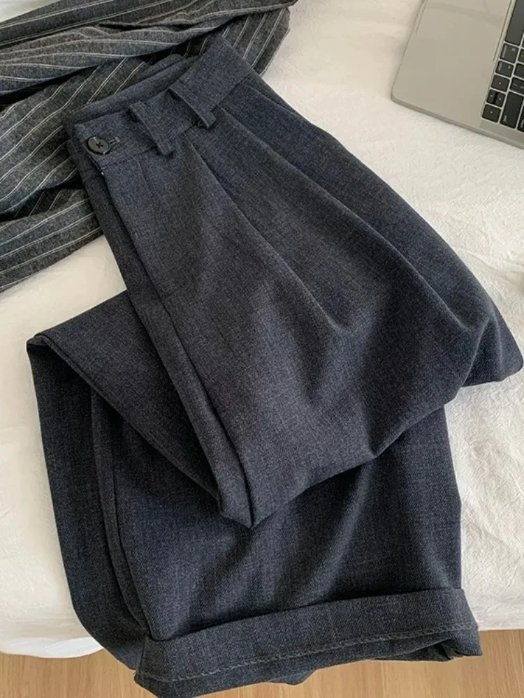 

Глубокие глаза, утягивающие драпированные широкие брюки, женские свободные брюки прямого кроя, летние модные брюки с высокой талией