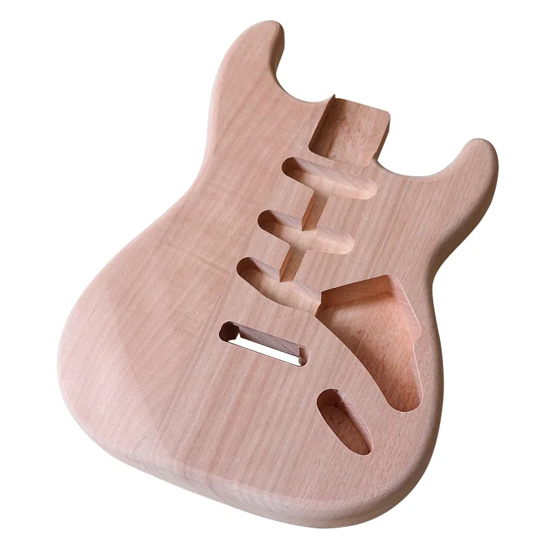 

Electric guitar body with three single pieces in natural wood color and matte finish, modified and DIY accessories