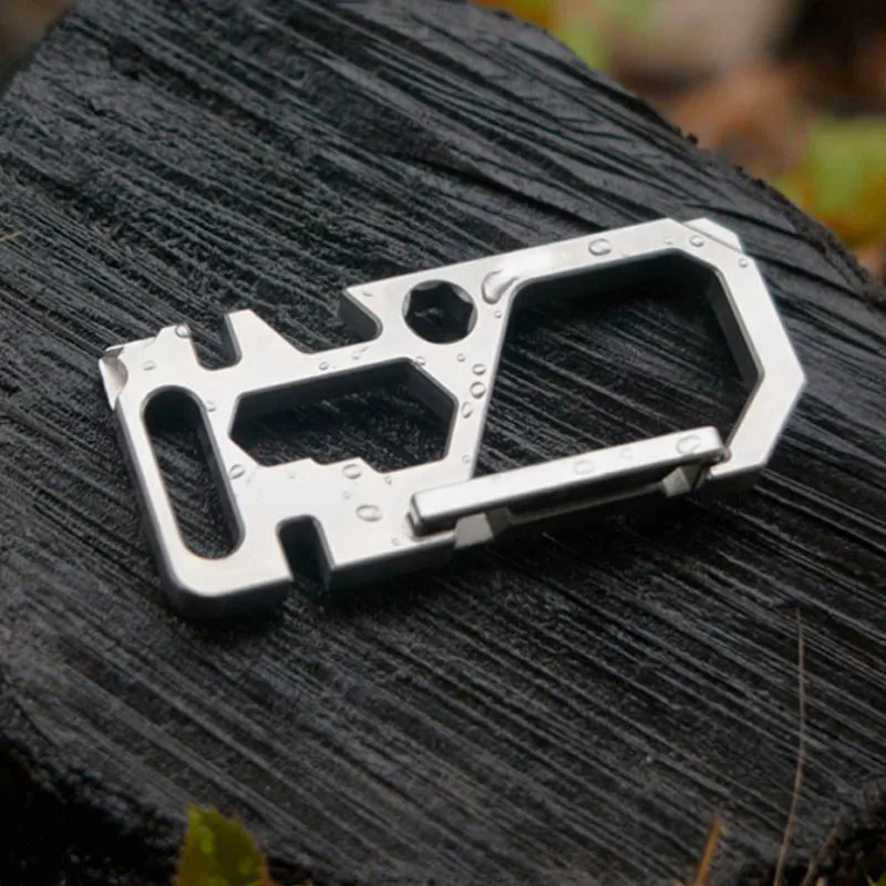 Titanium Alloy Buckle Multifunctional EDC Tool Bottle Opener Wrench Screwdriver Portable Keychain Survival Outdoor Tools