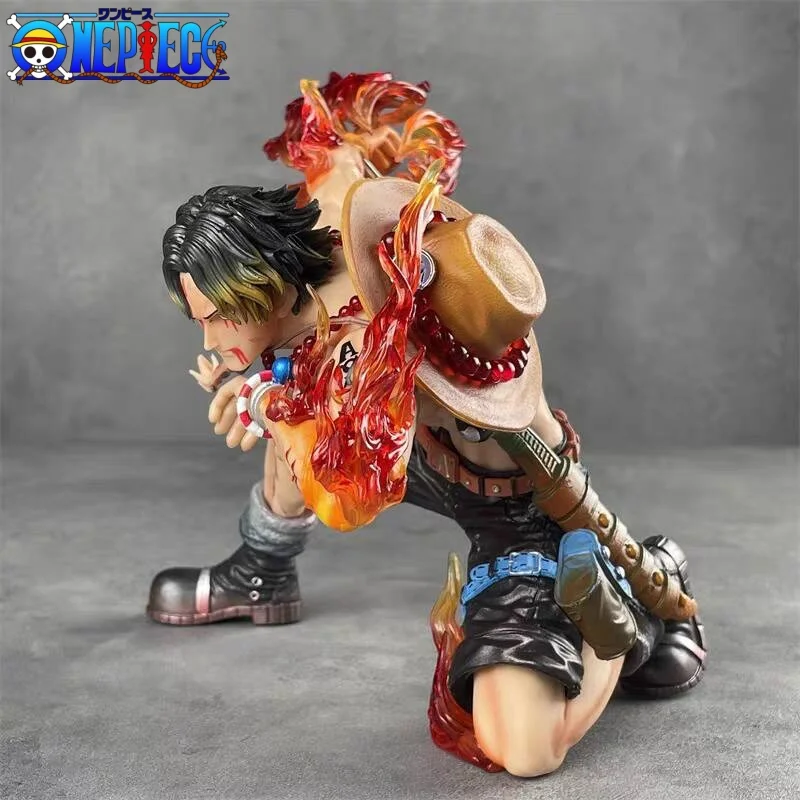 One Piece New Gk Anime Resonance Series Fire Fist Ace Battle Damage Edition 20cm Anime Model Statue Decoration Gift Collection