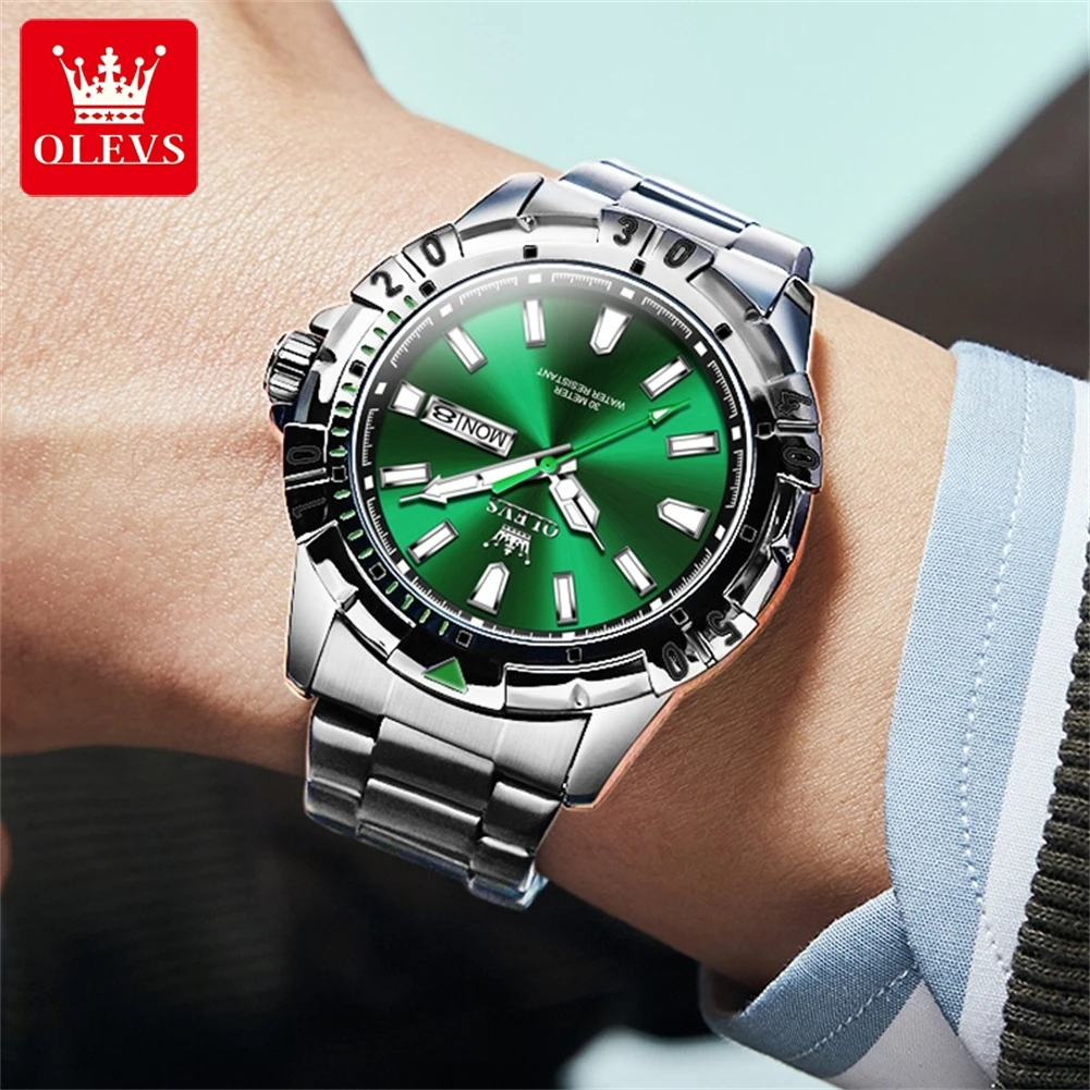 OLEVS 5560 New Diving Series Luminous Auto Date/Week Business orologio da polso al quarzo per uomo orologio da uomo impermeabile in acciaio inossidabile