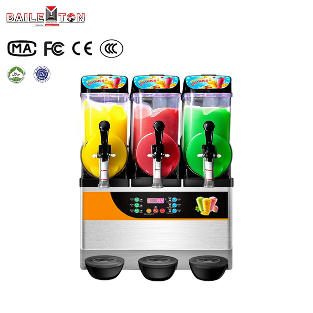 

BAILETON Commercial Slush Machine 12L X 3 Tank Ice Slush Machine Snow Melting Machine to Make Juice Smoothie Margarita