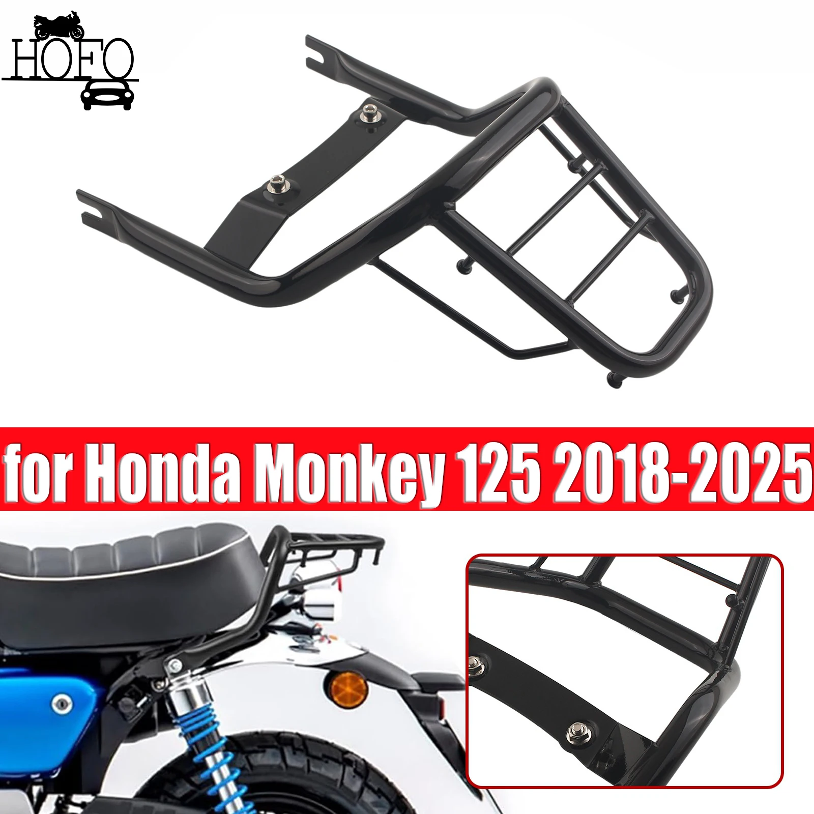 

Black Rear Rack Luggage Carrier Fit for Honda Z 125 Monkey 125 2018 - 2024 2025