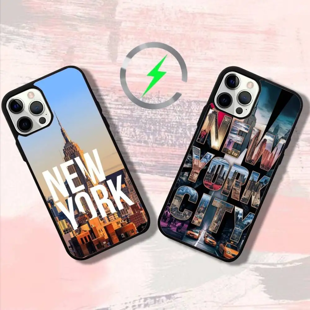 

Чехол для телефона New York City для iPhone 17,16,15,14,13,12,11,Pro,Max,Plus,Mini,SE4,E с магнитной беспроводной зарядкой Magsafe