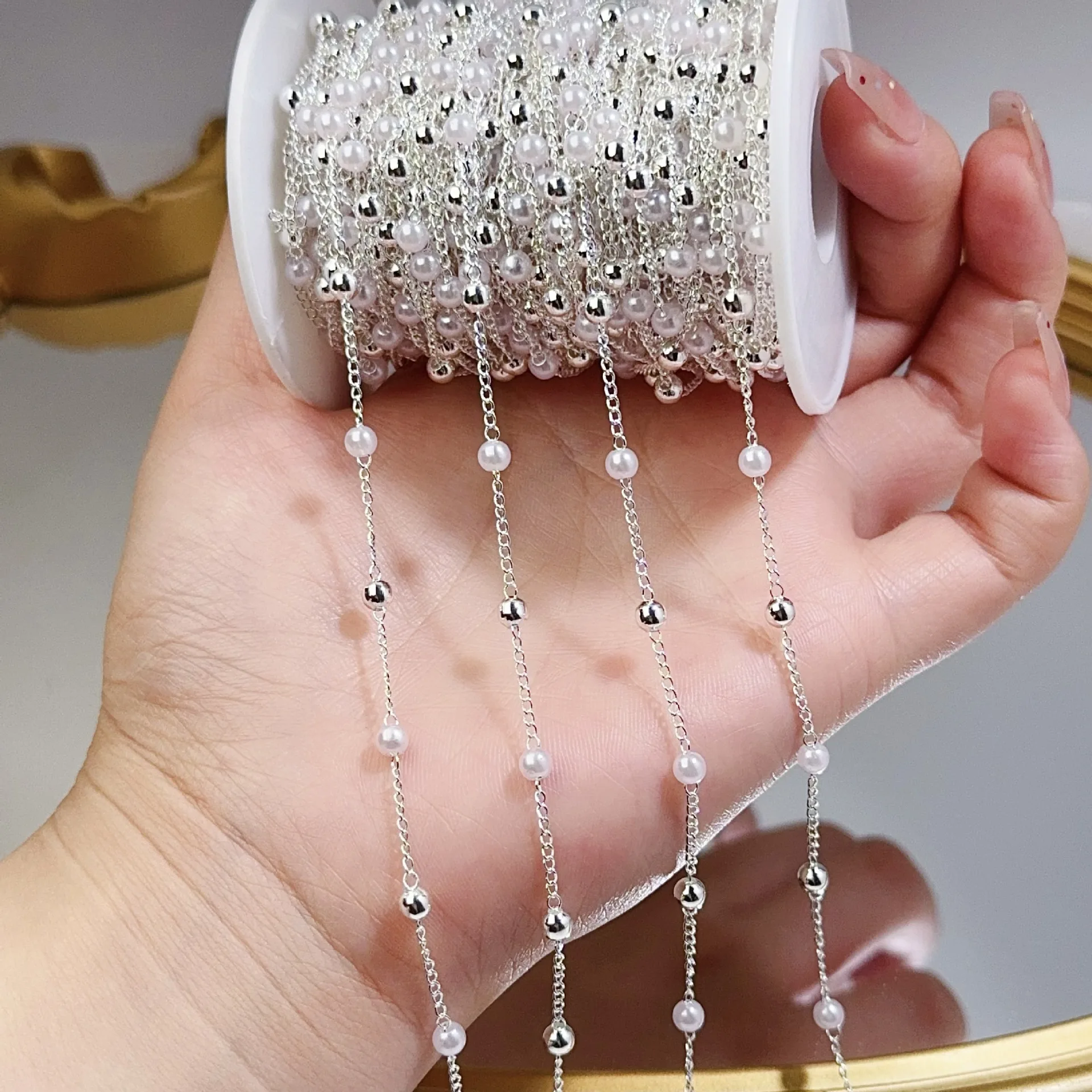 0.5/1/2M Pearl Copper Bead Cha - огляд і ціна Pearl Trim Chain