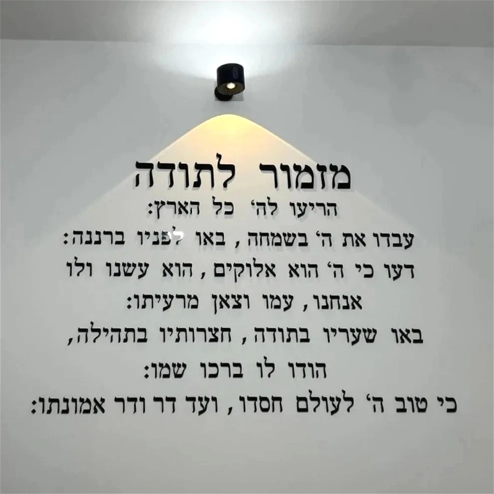 3D Laser Cut Acrylic Wall Art: Hebrew Prayer Plaque of Thanksgiving, Jewish Home Blessing & Scripture Wall Hymn Decor