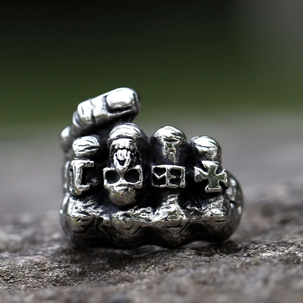 2022 NEW Men\'s 316L stainless-steel rings Retro fist Skull power Vintage gothic punk high-quality Jewelry Gifts free shipping