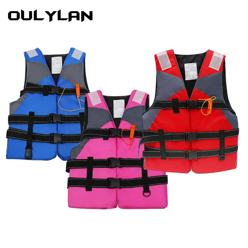 Oulylan Swimming Life Jacket Adult Outdoor Children Adjustable Buoyancy Survival Suit Polyester Children Life Vest With Whistle