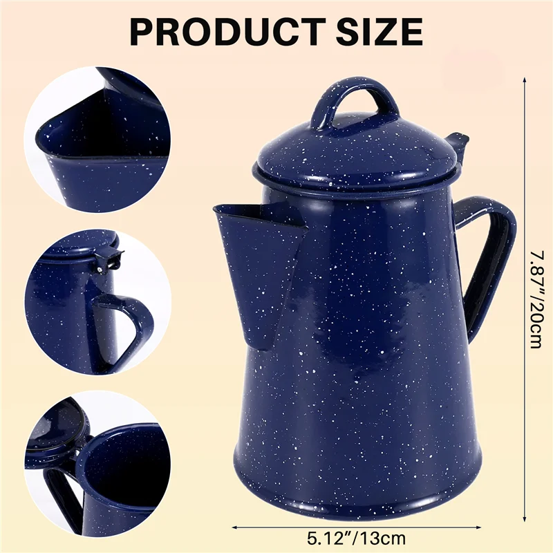 A59E-1.2L المينا إبريق قهوة اليد الشاي غلاية ماء إبريق الشاي خمر ديكور المنزل السماء المرصعة بالنجوم الأزرق إبريق الشاي مقهى أدوات #6