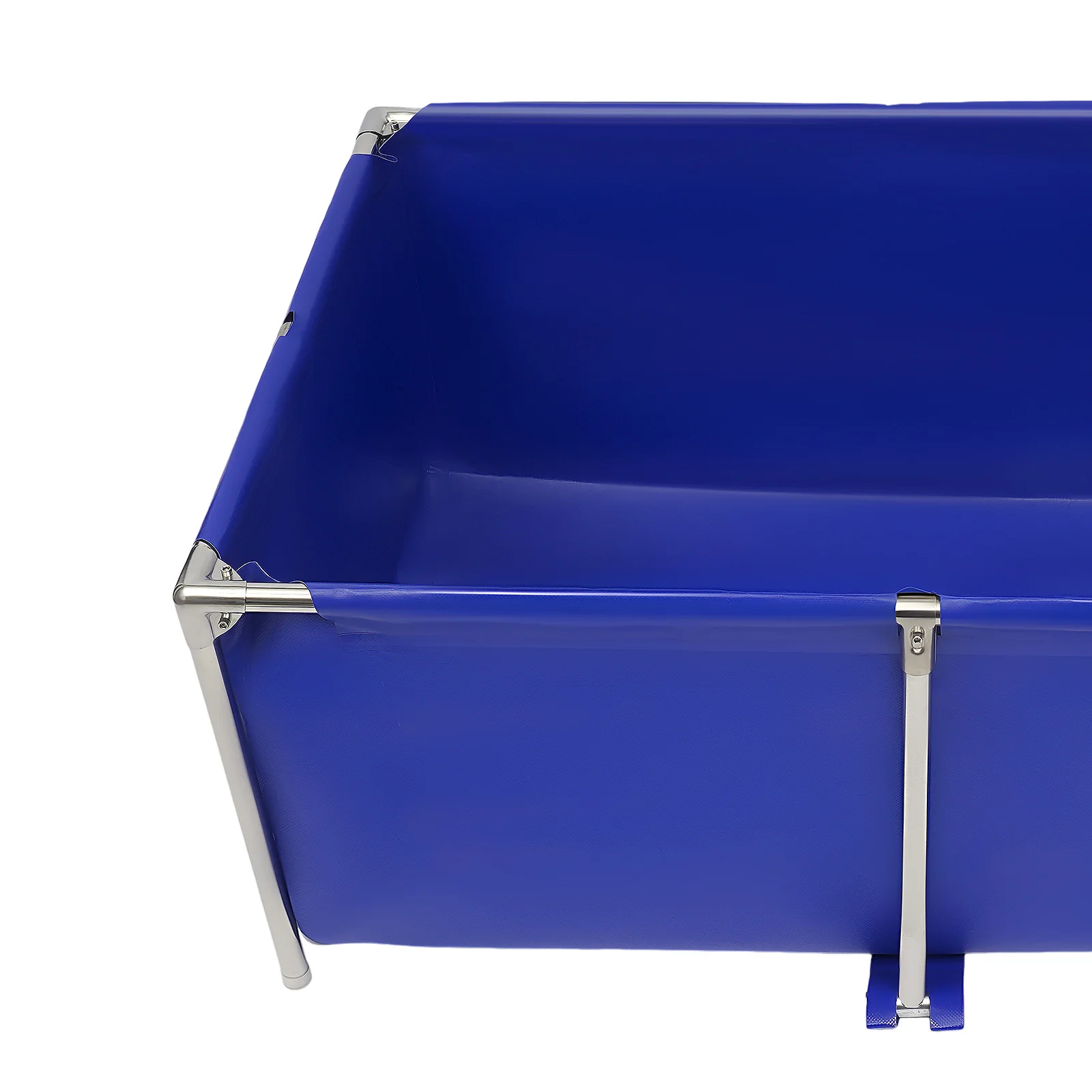 Foldable Canvas Fish Pond 120x80x50cm, Outdoor Aquarium Koi Breeding Tank with Drain Valve, Stainless Steel Frame Pool for Fish 6