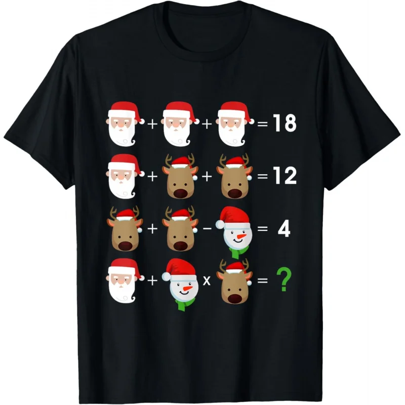 Men's and Women's Sports and Leisure Fashionable Short Sleeve Operation Sequence Test Fun Math Teacher Christmas T-shirt