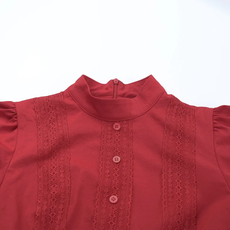 هالوين القوطية فستان أحمر المرأة الخريف خمر لوليتا تأثيري قصيرة الأكمام عالية الخصر فستان الحفلات الظلام Y2k الهذيان وتتسابق الإناث #6