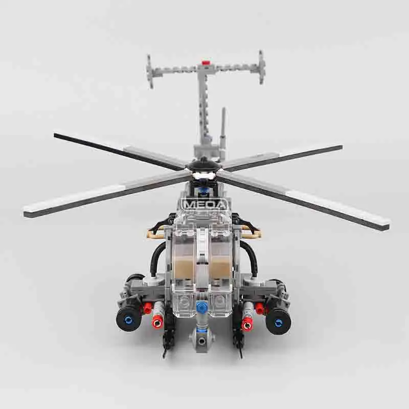 مجموعة كتل بناء قاذفة AH-6 للأطفال ، نموذج طائرة عسكرية ، التجميع الذاتي ، هدية عيد الميلاد ، ضوء الطيور الأمريكي ، ألعاب طوب الطائرة الدوار