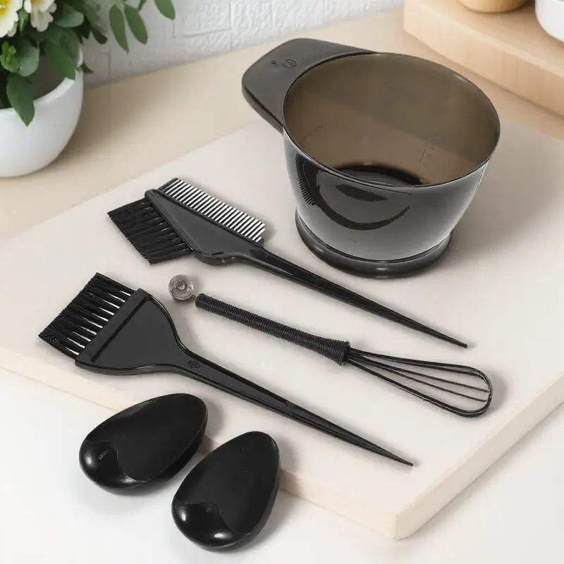 طقم صبغ الشعر مكون من 5 قطع للاستخدام الاحترافي في الصالونات سهل الاستخدام بدون فوضى وخالي من المتاعب، مجموعة تلوين المواد البلاستيكية المتينة، مجموعة صبغ الشعر