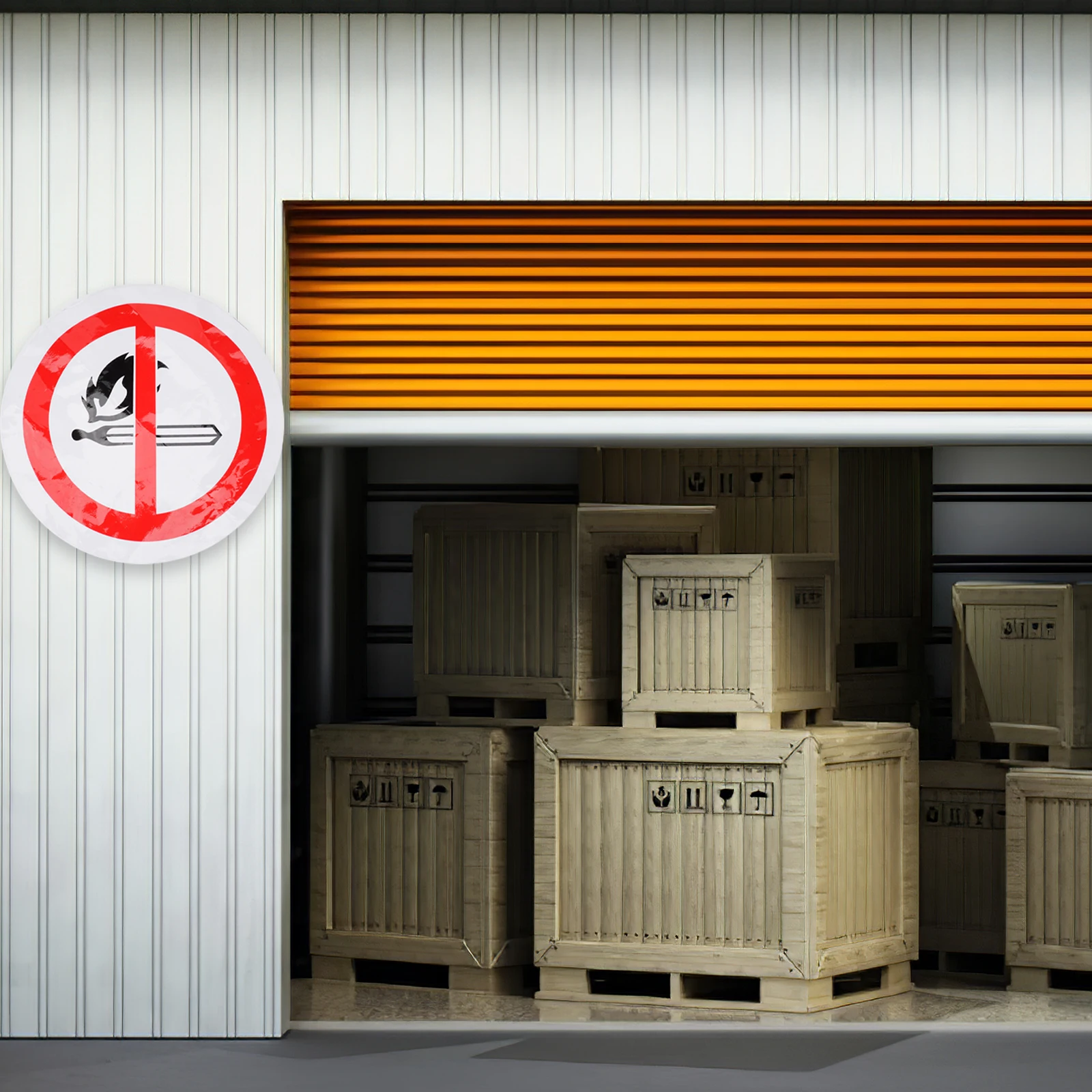 PVC Safety Warning Stickers No Open Flames Label Fire Notice Signs Traffic Caution Decals Round Reflective Machine Sign