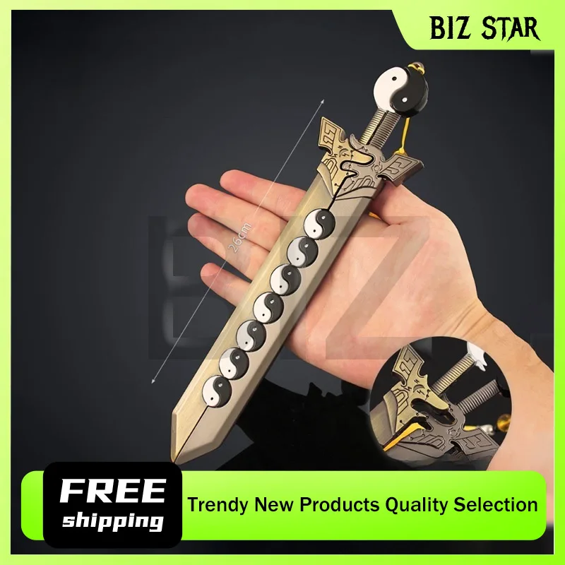 26cm/10.24in 고대 유명한 검 관련 제품 모델 태극권 음양 바구아 검 세트 금속 입상 Collectible Ornament Boy