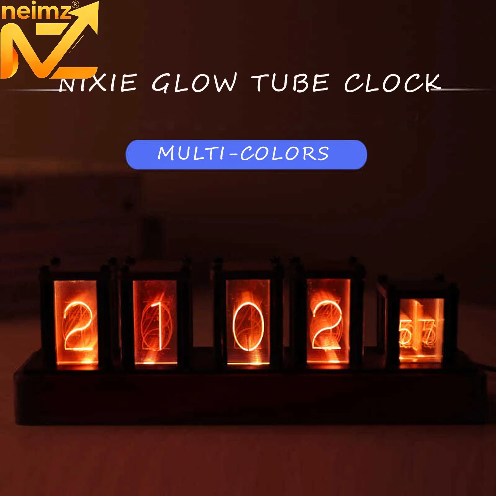 Original Version DIY Wooden Nixie Tube Clock with Colorful RGB LED Glows for Game Room Decoration.Luxury Packing for Gift Idea