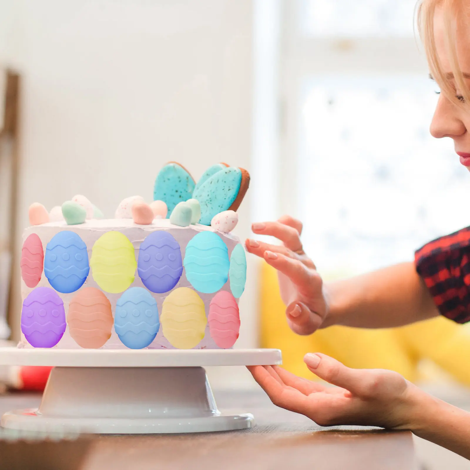 

6-Grid Food Grade Silicone Baking Mold Easter Egg Cartoon Shape for Fondant Cupcake Cookie Candy Chocolate DIY