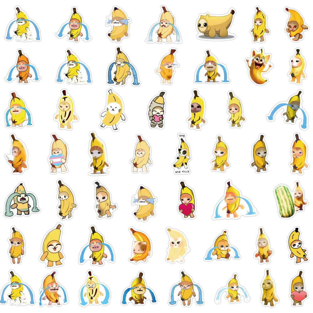 10/30/50pcs Cute Banana Cat Meme Stickers Funny Cartoon Animal Decal DIY Phone Laptop Luggage Waterproof Sticker Fun for Kid Toy