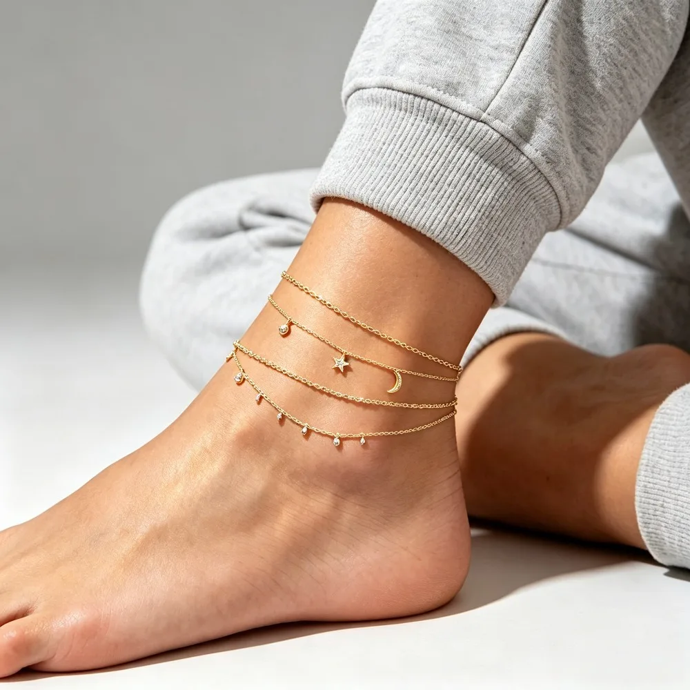 Satu Set Gelang Kaki Berlapis- - Yoga Fitness Holiday ulasan dan harga