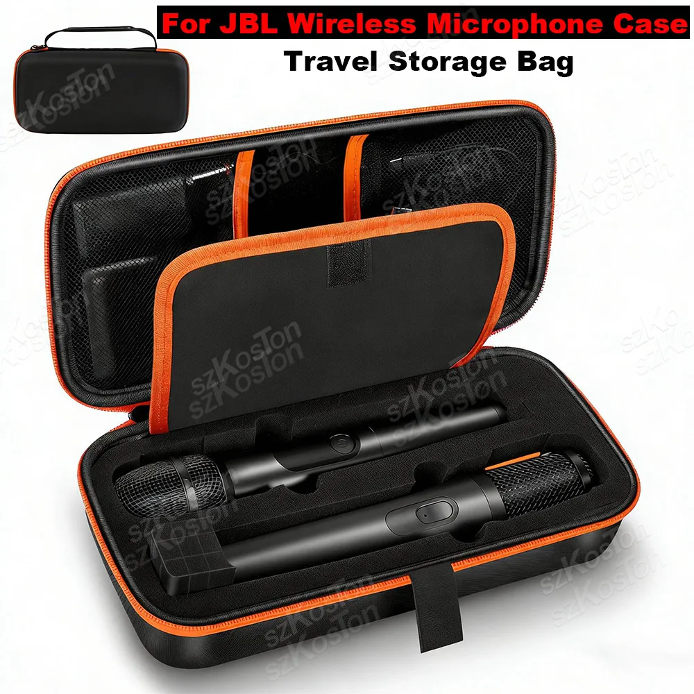 Travel Portable Storage Bag Adjustable DIY Foam Wireless Microphone Case Compatible with JBL 2 Partybox Mic Box