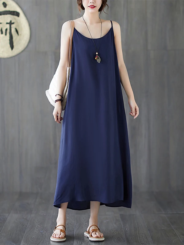 Camada de base feminina cinta dr verão novo artístico cor pura cinta longa dr solto a linha saia sle confortável casual dr