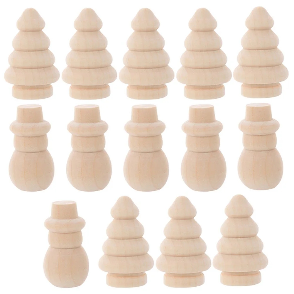 

20pcs Wooden Snowman Unfinished Diy Ornaments Lightweight Holiday Decor Christmas Tree Peg Decors Wooden Xmas Tree