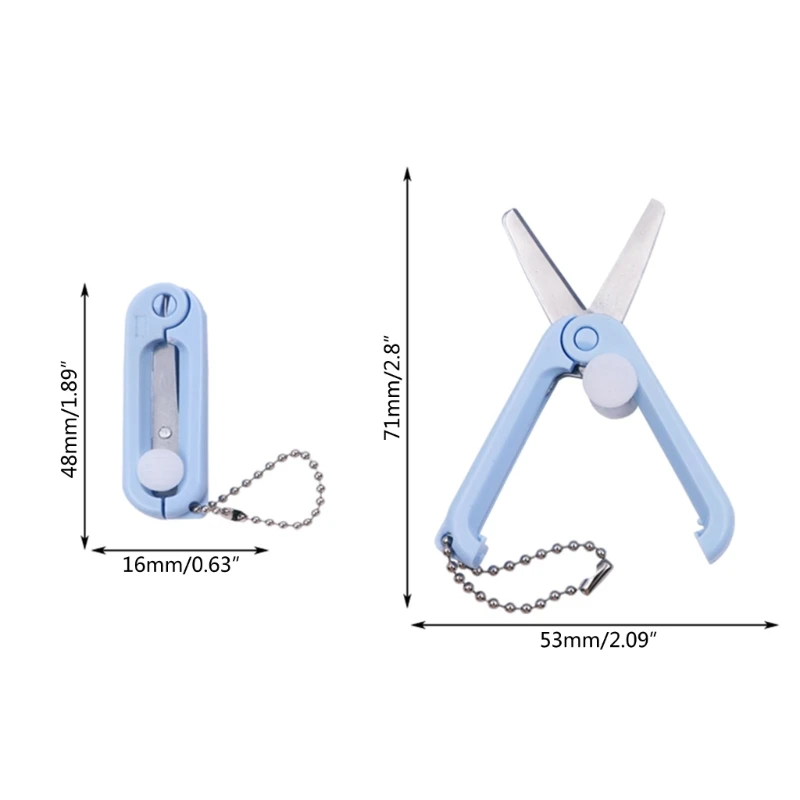 Tesoura pequena para artesanato, tesoura segura para viagem, mini tesoura com chaveiro