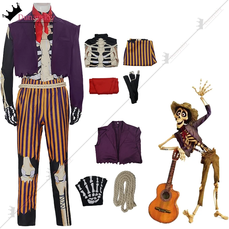 Anime Hector Rivera Cosplay Costume 2024 Halloween Cosplay Coco Suit Skeleton cosplay Clothing Great-grandfather Outfits Man Cos