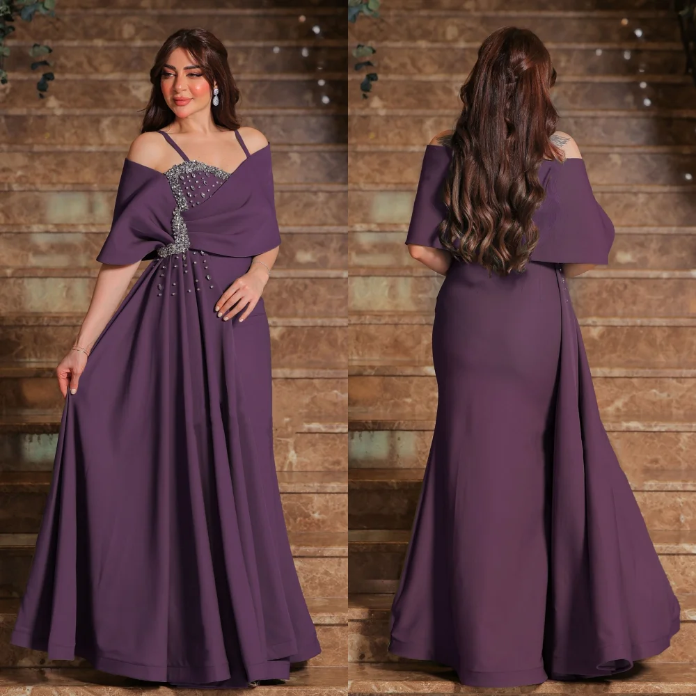 

Customized Jersey Rhinestone Spaghetti Strap Trumpet Long Dresses Bespoke Occasion Luxury Evening Elegant High Quality Glitter