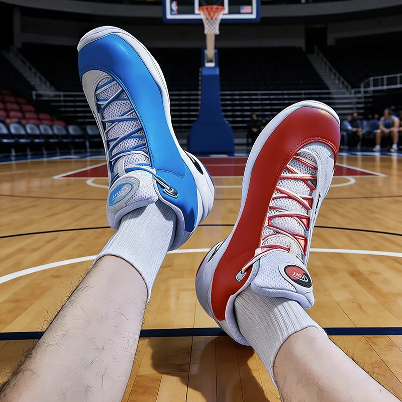 Basketball Shoes Taiji Leather Thickened Shock Absorption Mandarin Duck Boot Wear-resistant Sports Snaekers Non-slip High Top