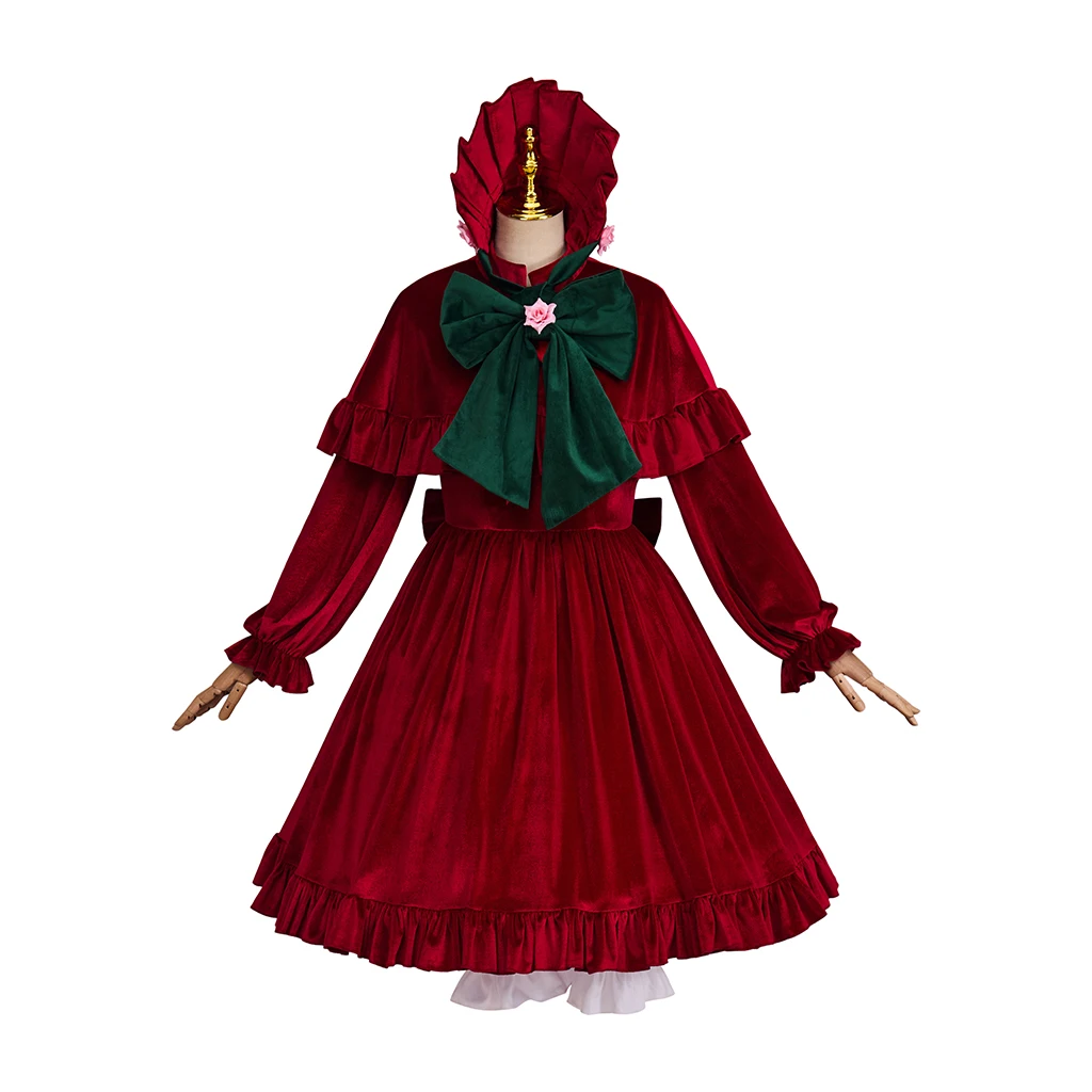 Anime Rozen Maiden Pure Ruby  Cosplay Christmas Costume Women's Top Skirts with Hat Red Suit HalloweenParty Show Outfit